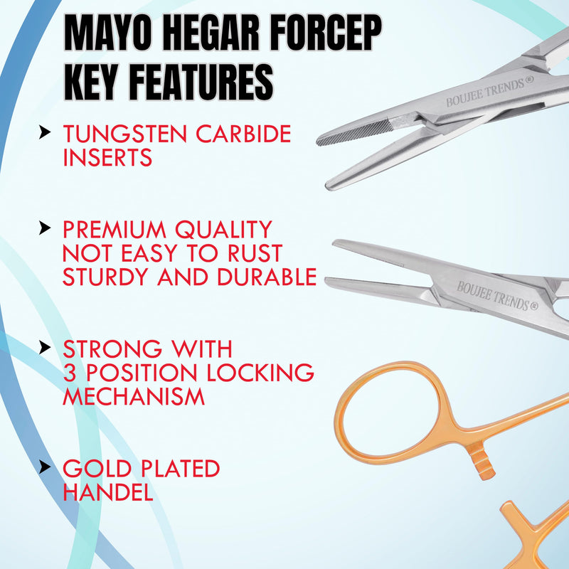 TC Mayo Hegar Needle Holder 6" Tungsten Carbide Inserts, Plasma Coated Needle Driver with Strong Lock, Serrated Jaws for Precise Suturing, Practicing & Fishing Autoclavable 6 Inches