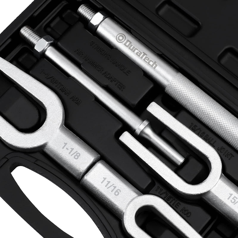 DURATECH 5-Piece Ball Joint Separator Set, Pickle Fork Tool Set, Tie Rod Removal Tool Set, 1-1/8", 15/16", 11/16", for Cars and Light Vans, with Suitcase