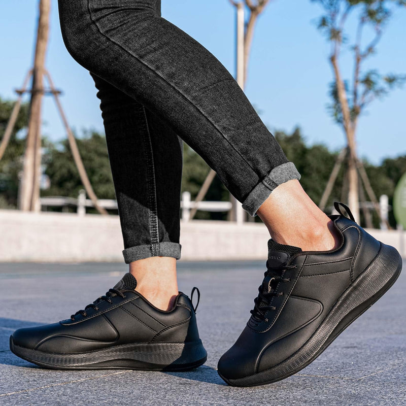 Non Slip Work Shoes for Women Food Service Lightweight Waterproof Kitchen Chef Shoe Restaurant Walking Sneakers Nursing Slip Resistant Footwear, Black 7