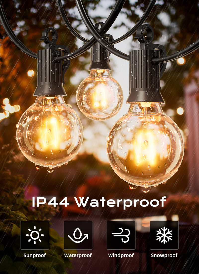Brightown G40 Clear Light Bulbs Outdoor Light Bulbs Globe E12 Candelabra Screw Base, Incandescent Round Warm Replacement Glass Bulbs for Patio String Lights, 5W 120V, Pack of 50 50 Count
