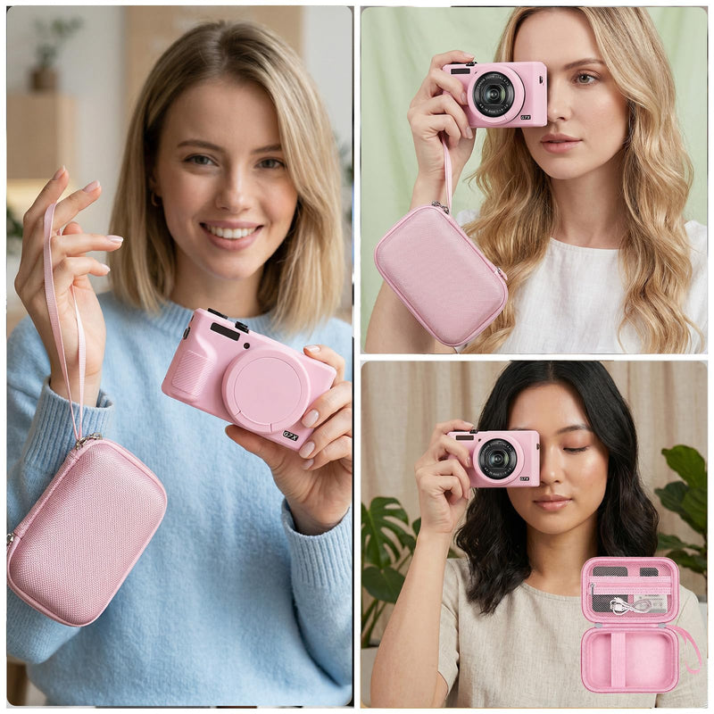 Camera Case for PowerShot G7 X Mark III, Hard Case + Silicone Cover, Pink | Protective Carrying Bag, Dust & Scratch Resistant, Compact Portable, Vlog Shooting & Daily Travel Use