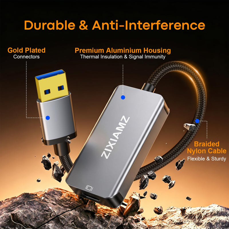 USB to HDMI Adapter, 1080P@60Hz for Windows 7/8/10/11 and MacOS | USB 3.0 Male to HDMI Female Audio Video Converter Suitable for Laptop Desktop Monitor - Driver installation is required