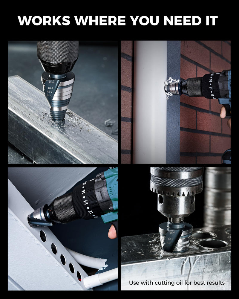 toolant 1/4" to 1-3/8" Step Drill Bit with Upgraded Dual-Angle Flutes & Multi-Function Cutting Edges, M2 HSS & Nitriding Coating for Stainless Steel, Copper, Aluminum, Wood, Plastic