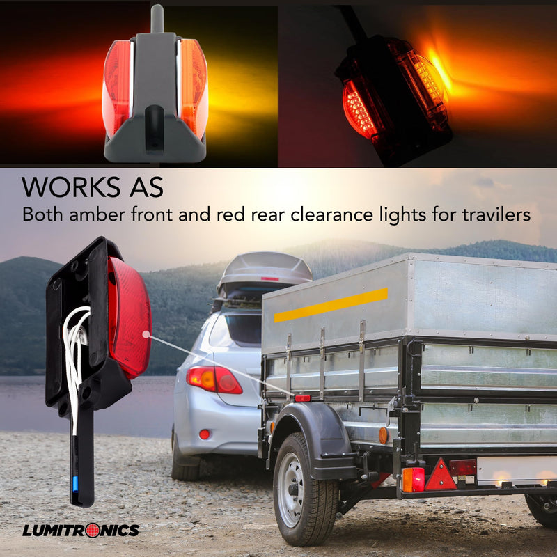 Lumitronics Pre-Wired Fender Clearance Trailer Lights Assembly (Amber/Red) - Left and Right Left & Right