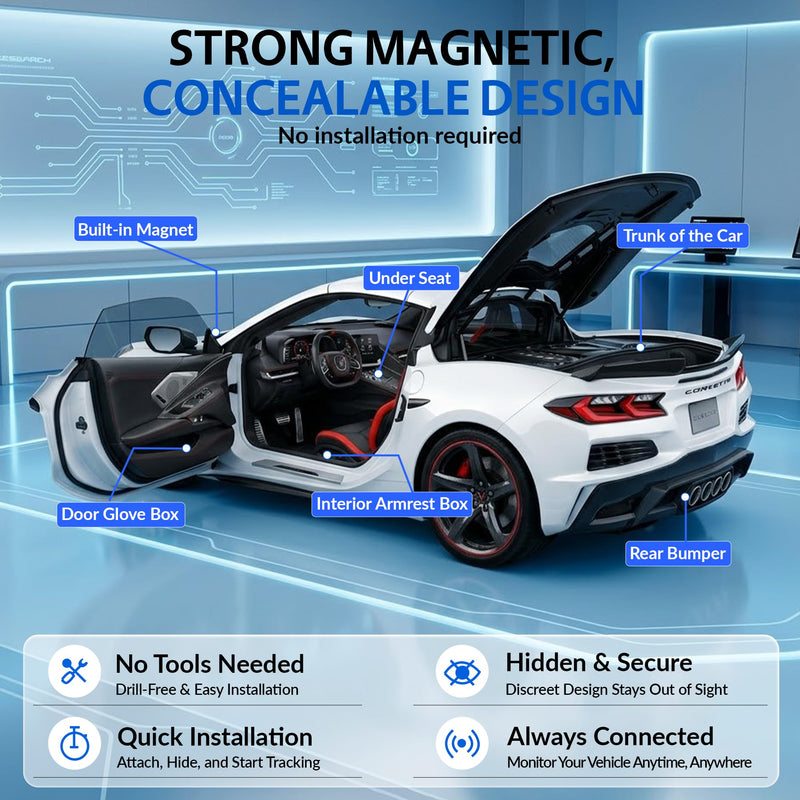 GPS Tracker for Vehicles, Real-Time Tracking for Cars, Magnetic, iOS Only | No Monthly Fee or SIM Card, Works with Find My; IP68 Waterproof, 365-Day Battery for Cars, Motorcycles and Bikes, Black 1PCS