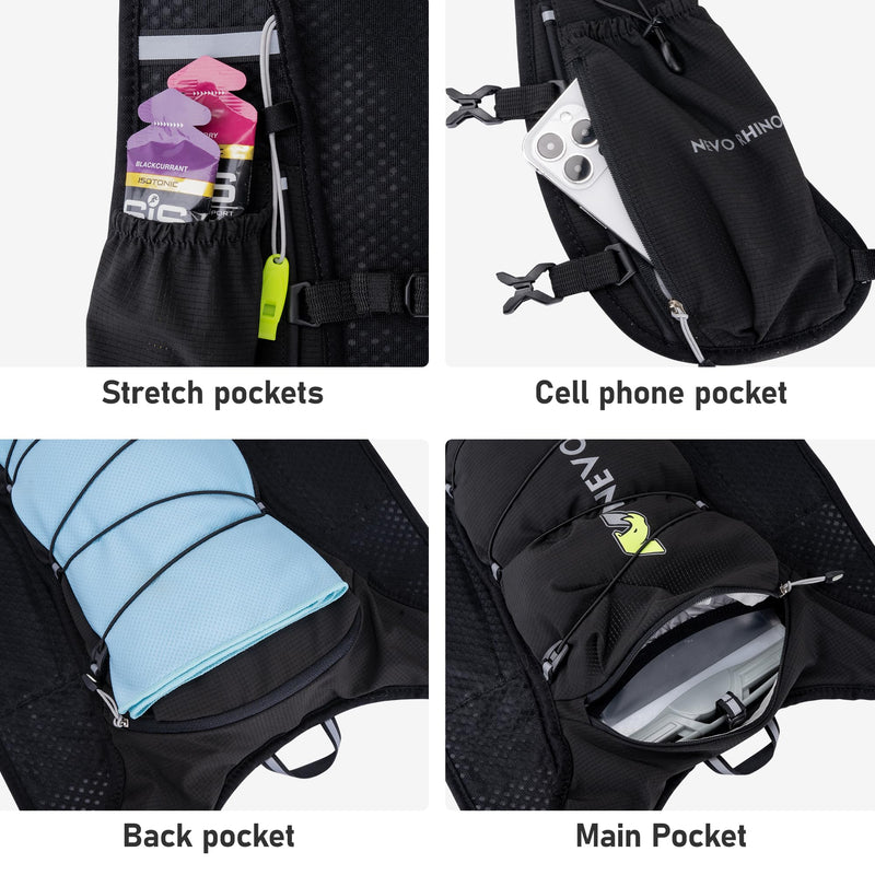 Hydration Running Vest for Women, Water Vest Backpack 5L Small, Lightweight Hydration Pack Mini Vest Women for Hiking, Trail Marathon Race (Pack with 1.5L Water Bladder) Black