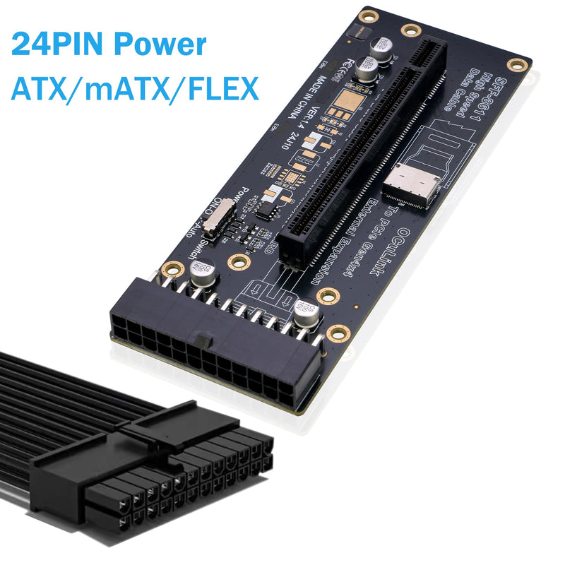 Oculink eGPU Adapter, OCuLink SFF-8612 to PCIe x16 Card with Cable for eGPU