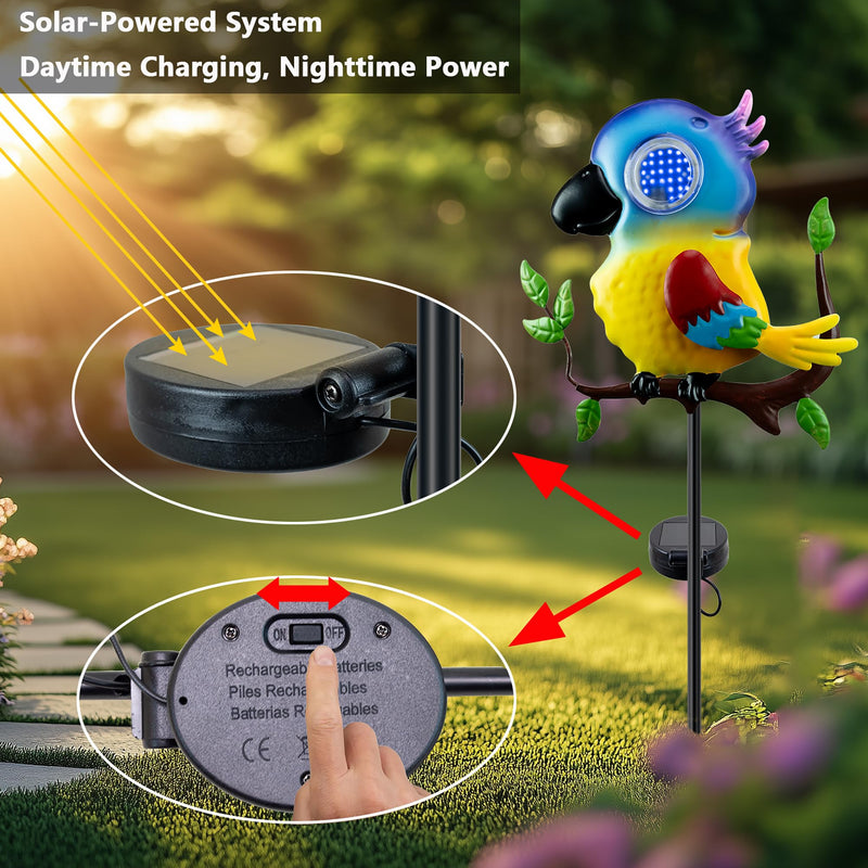 Parrot Solar Garden Lights Outdoor Waterproof, Christmas Metal Yard Decor Outdoor Solar Lights Decorative Stake for Pathway, Garden, Lawn, Patio, Driveway Blue