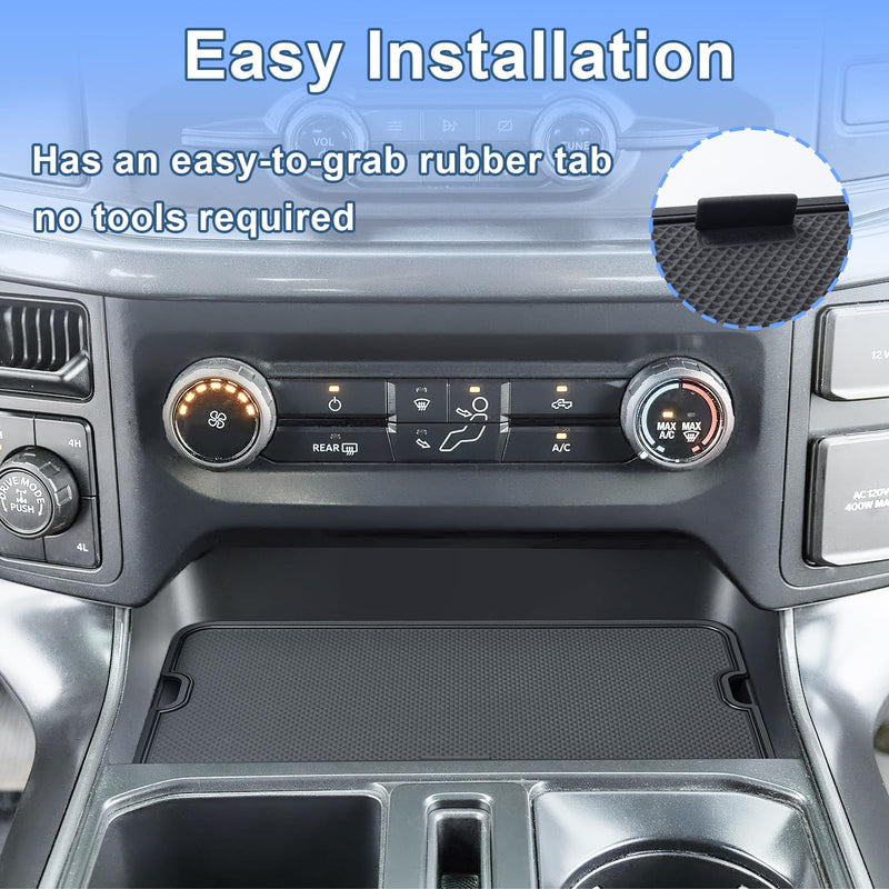 Center Console Compartment Cover for Ford F150 Accessories 2021-2024 2025/Lightning XLT PRO 2022-2025 Interior Hidden Panel Secret Pocket Lid USB Hole (Fits The Open Pocket in Front of The Shifter)