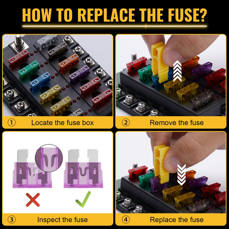 100 Pcs Standard Fuses Kit, Car Fuses Assortment Kit - Standard Size (3A 5A 7.5A 10A 15A 20A 25A 30A 35A) Automotive Blade Fuse for RV, Car, Truck, Marine, Boat, Motorcycle