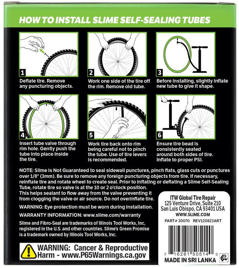Slime Bike Inner Tube with Slime Puncture Sealant 29 x 1.85-2.20" 29in Schrader