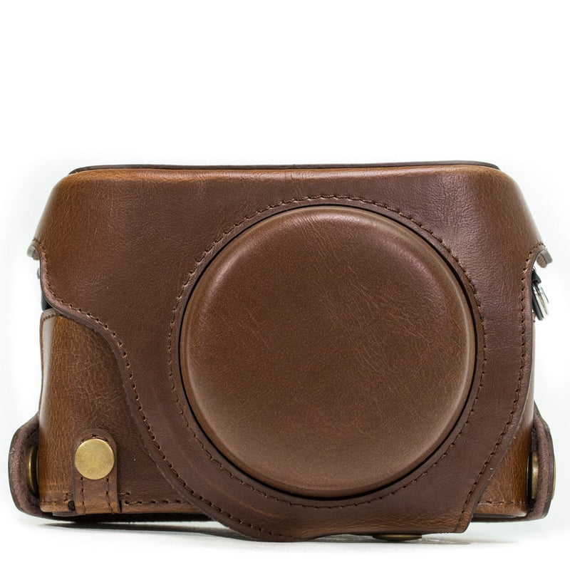 MegaGear "Ever Ready" Protective Leather Camera Case, Bag for Panasonic LUMIX LX100, DMC-LX100 Camera (Dark Brown) Dark Brown