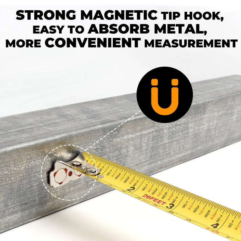 MulWark 25ft Metric Tape Measure, Measuring Tape Retractable, Easy Read Measurement Tape Both-Side Metal Blade, Magnetic Hook & Shockproof Case for Construction, Carpenter, Architect, Woodworking 7.9 m Red 1
