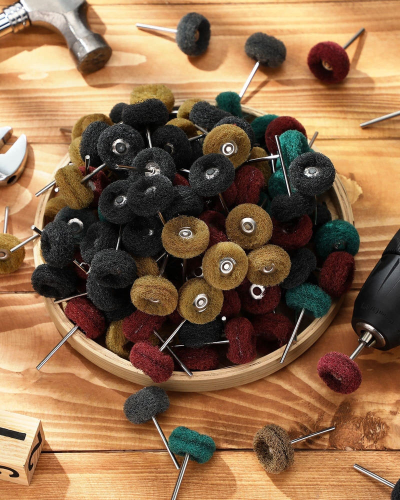 300 Pack Abrasive Wheels 1 Inch Abrasive Wheel Buffing Polishing Wheel Burr Set for Rotary Tool 2.35 mm Shank Polishing Bits