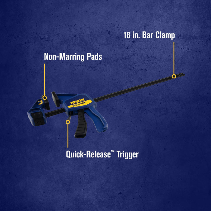 IRWIN QUICK-GRIP Bar Clamp, One-Handed, Medium-Duty, 18-Inch (1964719) 18 Inch