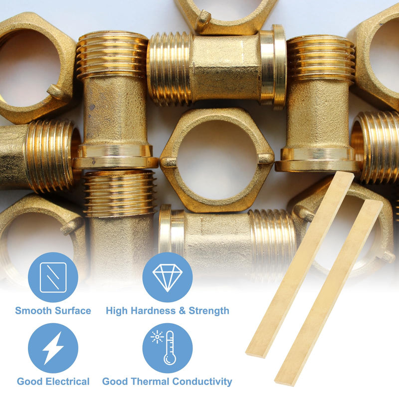 uxcell 2 Pcs H62 Brass Flat Bar Stock, 0.26"x1"x12" Square Metal Solid Brass Bars for Knife Making DIY Handicrafts Architectural Decoration Industry Thermal Conductivity 1/4"x1"x12"