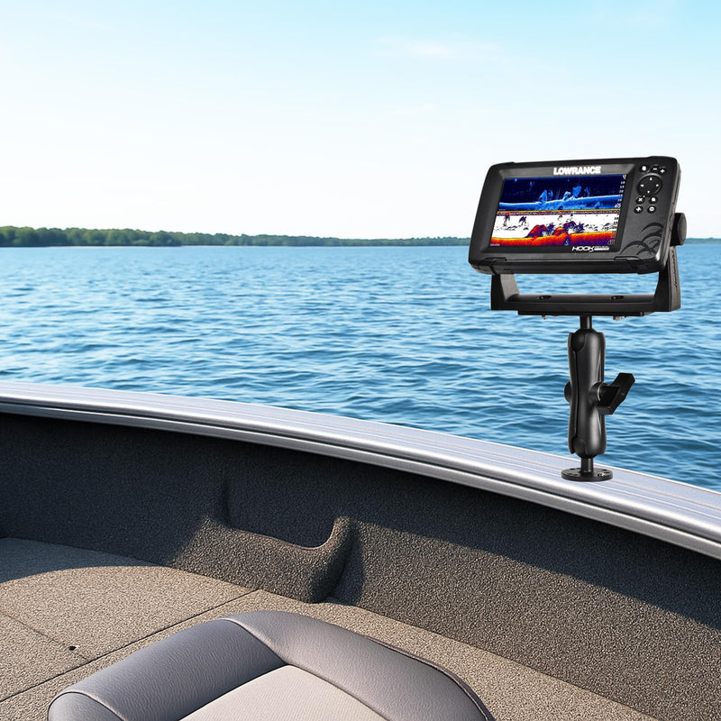 VAUBORTTI Aluminum Fish Finder Mount, Marine Electronic Mount for Boat, C Size 1.5" Ball with T-Bolt Track Base, Compatible with Garmin, Lowrance, Raymarine, for RAM Systems