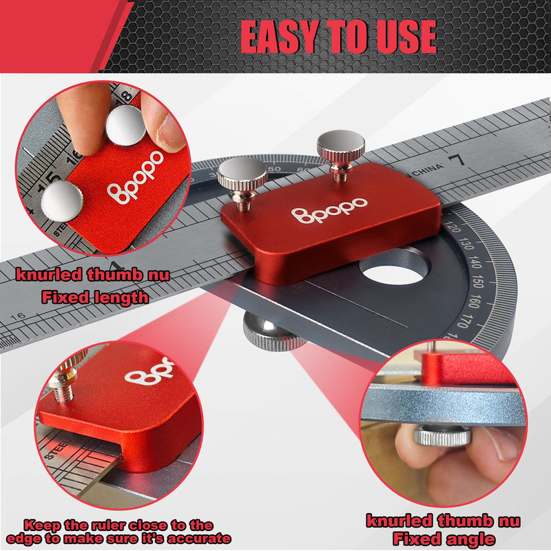 Upgrade Stainless Steel Angle Protractor– Precision 0°-180°Angle Finder for Marking Angle,Straight Line Scribe, Woodworking Angle Measuring Tools, Ruler Included Angle Finder,ruler
