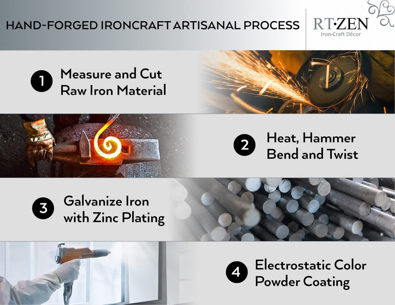 RTZEN Farmehouse Bathroom Towel Holder - Wrought Iron Matte Metal Black Towel Bar Wall Mount Rod - Handmade Home Decor Metal Kitchen Hanger Bar (17'' - Fits 14 Inch Towels) Medium Hammer-Nail