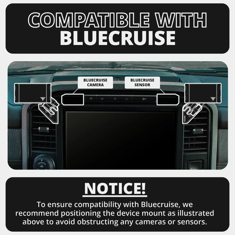 Tackform Link Vent Mount Universal Phone Holder - Compatible with BlueCruise, 2021-2025 Ford F150 & Raptor, 2023-2025 Ford Super Duty | Aluminum | Zero Slip | 3.5" Arm | Black
