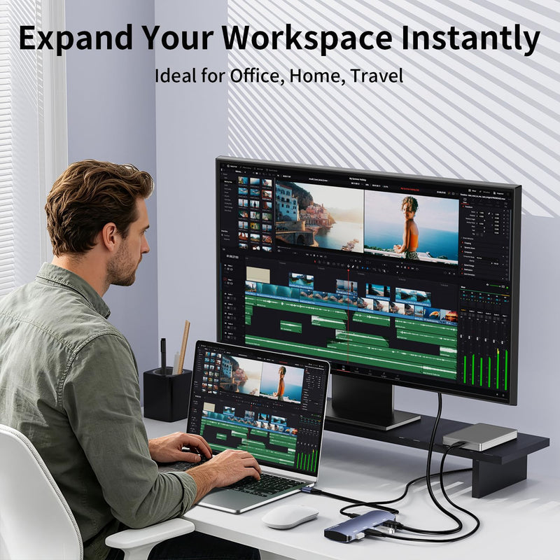 USB C Hub 8 in 1, 4 USB-C+3 USB-A 3.2 10Gbps, 4K60Hz HDMI, 100W PD for Mac | USBC to HDMI Adapter 4K@60Hz, USBC Splitter Docking Station for MacBook Neo/Air/Pro, iPad Pro, iMac, Mac mini, Dell, Surface
