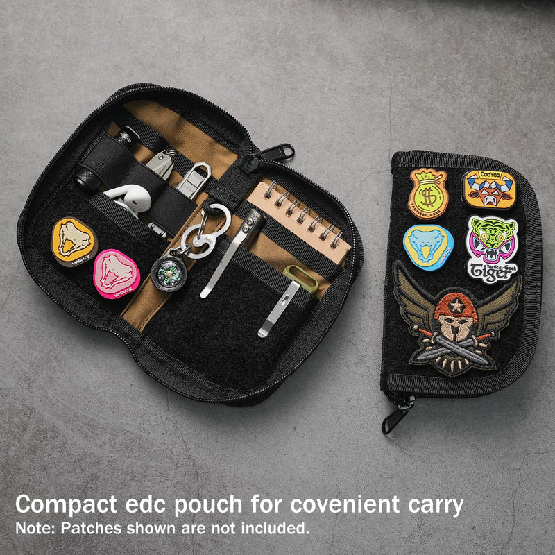 VIPERADE VE20 EDC Pouch Small Pocket Organizer with 8 Compartments, Pocket Tools Pouch with Patches Display Panel, Mini Organizer Bag for Men Black Camo
