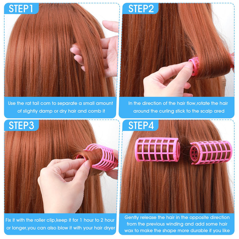 30Pcs Self Grip Hair Rollers Set - 5 Sizes, No Hair Damage, Large Rollers for Volume, Snap On, Sleep in for Long, Medium and Short Hair
