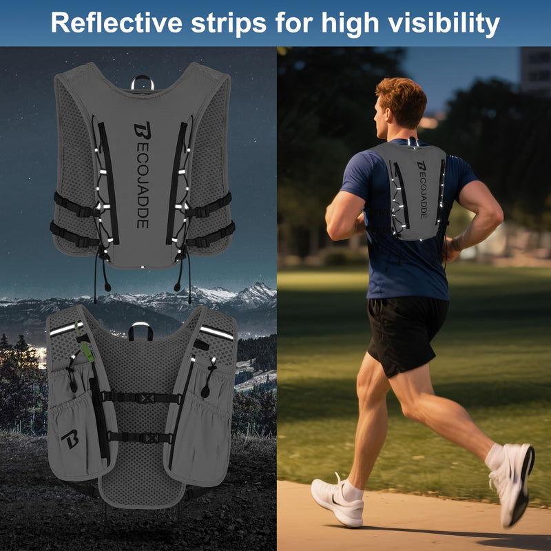 Running Vest Hydration Backpack for Men Women, 5L Lightweight Running Backpack Hydration Pack for Marathon, Trail, Cycling, Hiking, Jogging White Only Running Vest