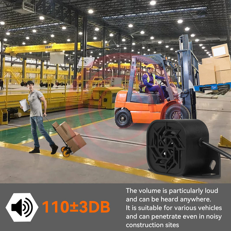835 Back-up Alarm 12V-48V 110dB IP67 Waterproof Dust-Proof Reversing Warning Alarm with Super Loud Beeper Tone for Truck Van Forklift Car Lorry Agricultural Vehicles with wire