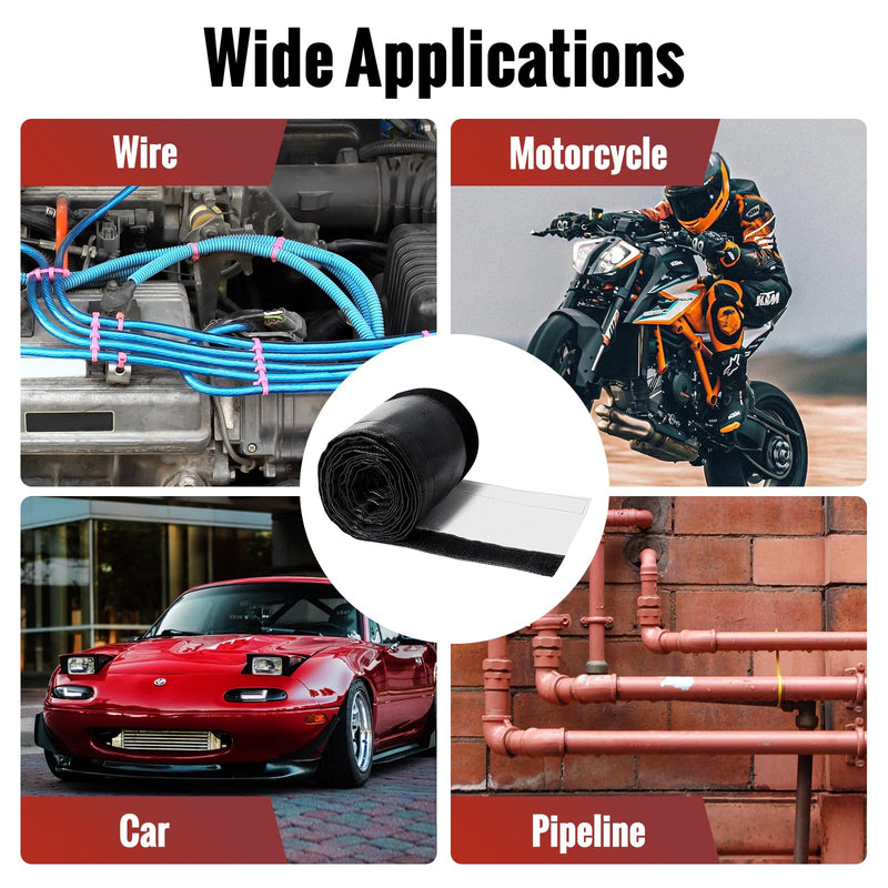Wire Heat Shield for Hose Lines & Electrical Wiring, Heat Shield Wrap Automotive for Exhaust and High-Temperature Pipes with 20 Pcs Stainless Steel Ties, 3/4" I.D.x 10FT, Black 3/4" I.D. x 10FT