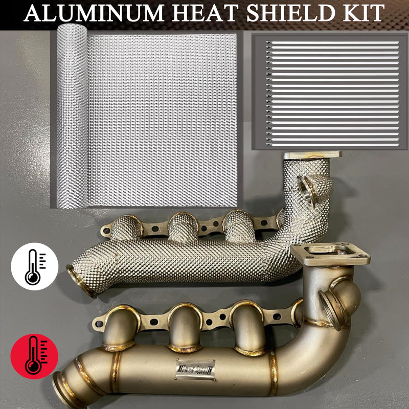 Exhaust Heat Shield Automotive 16" x 39", Embossed Aluminum Heat Shield Kit with 20PCS Cable Metal Ties for Muffler Exhaust Wrap, Heat Barrier,Car Exhaust Sheet