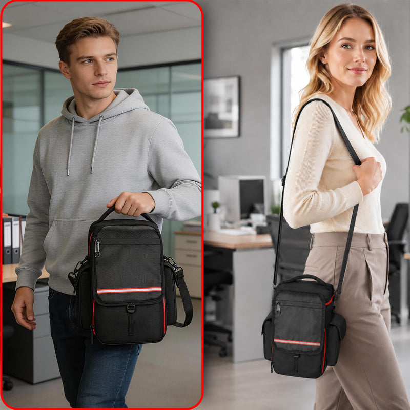 Carrying Case Compatible with Owl Labs Meeting Owl 3/4/Pro | Meeting Camera Travel Bag with shoulder strap, 8mm Padding, Side Pockets, Mesh Pockets, Top Handle, Red Reflective Strip