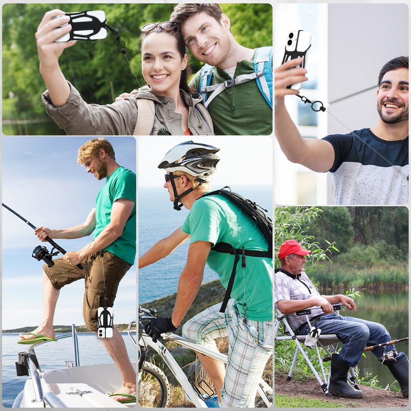HOTEMIA Retractable Phone Tether with Steel Cable, Anti-Drop & Anti-Theft Phone Strap for Hiking,Shopping and Travel Black