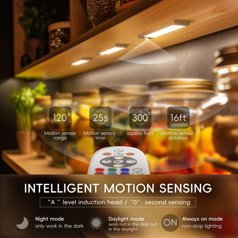 Under Cabinet Lights with Charging Station, 24LED Dimmable Rechargeable Motion Sensor Light Indoor with 15 Color Temperatures, Magnetic RGB Stick-Anywhere Closet Light for Stair Kitchen (3) 3 Pack with Charge Station