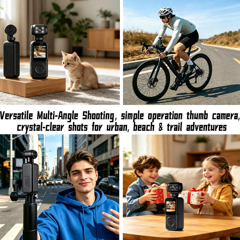Pocket Camera 4K Output, WiFi Body Cameras with Audio and Video Recording, Dual Light&7 Hour Battery (Deep Black) Deep Black