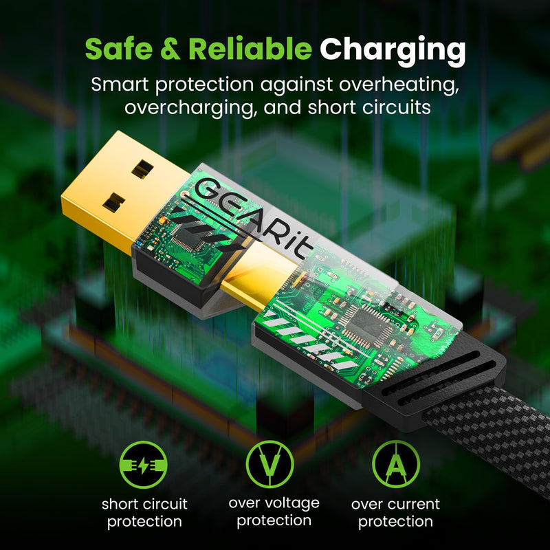 GEARit 100W 4 in 1 Charging Cable, USB C Multi Charging Cable with USB-A & Lightning Compatible Tips, Fast Charge Multi Charger Cable for Multiple Devices, iPhone, MacBook, 3.3FT Black 3.3FT/1.2M 4 IN 1-100W