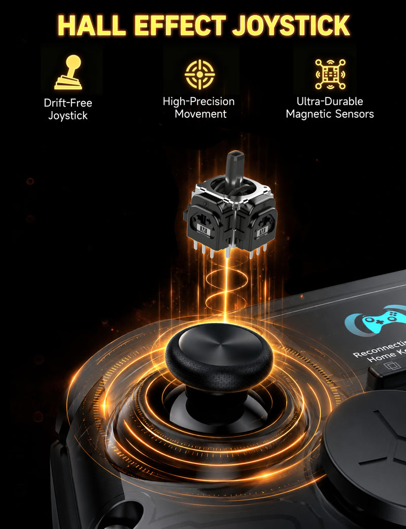AOC PC Controller with Interactive Screen, Hall Effect Sticks & Triggers | for PC/Switch/Switch 2/PS4/iOS/Android/Steam Deck, BT/2.4G/Wired, Screen Setup,No-Drift Hall Joysticks, Macro,RGB, Up to 18H Black