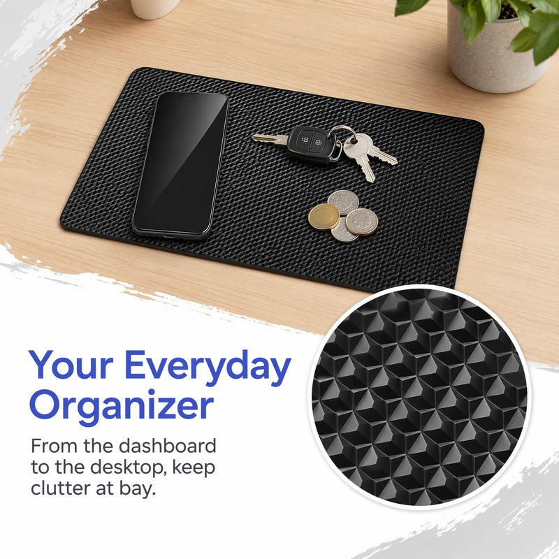 Car Dashboard Anti-Slip Mat, 10.6" x 5.9" Sticky Dashboard Pad, Multifunctional Non-Slip Grip Mat for Cell Phone Keys Sunglasses GPS, Universal Car Interior Accessories (Grid)