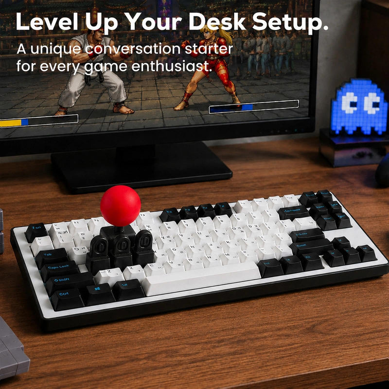 Arcade Joystick Keycaps Full Functional 4-Way Mech Keyboard Controller, Magnetic Quick-Release Switch (WASD B Set) Black-Red