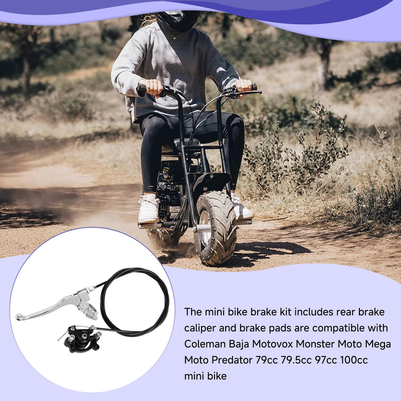 Mini Bike Brake Caliper Lever Kit Compatible with Monster Mega Moto MMB80 105cc Coleman CT100U CC100X Baja DB30 Motovox MBX10 MBX11 Predator 79cc 97cc100cc Engine Parts with 60" Brake Cable Black
