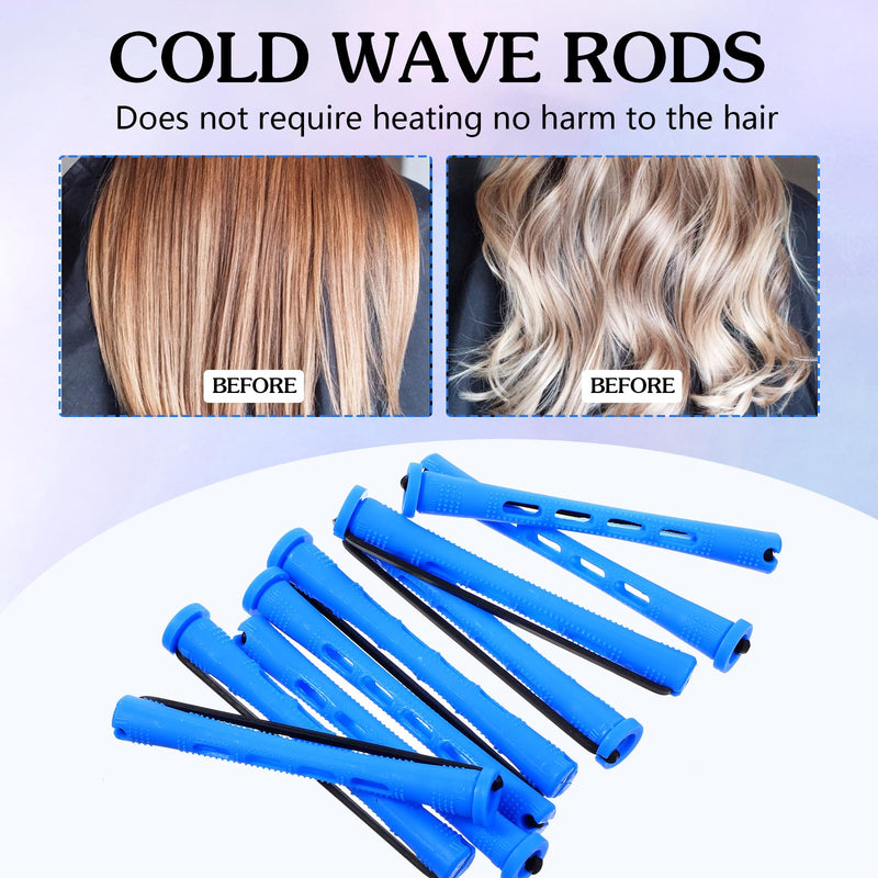  [AUSTRALIA] - 20 Pcs Perm rod Small Plastic Hair Perming And Rollers Curling Roller Medium For Long Hairs (Blue, 0.35 Inches)