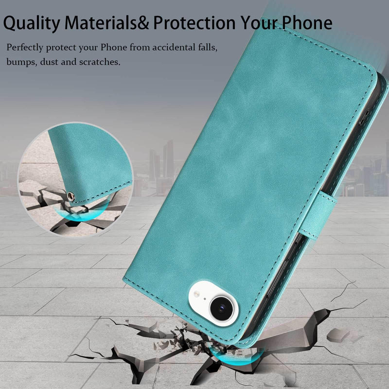 RFID Blocking for iPhone 17e Wallet Case 6.1", Card Holder (Green) | 4 Card Slots, Wrist Strap, Soft PU Leather, Shockproof Protective, Stand, Flip Cases, Magnetic Closure, Folio Cover Green
