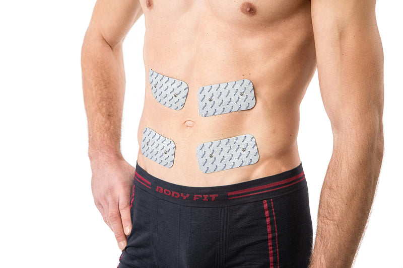 axion Set of 20 TENS Unit Electrode Pads - 4x2" - Compatible with Compex Muscle Stimulators and TENS Devices with 3.75mm Snap Button