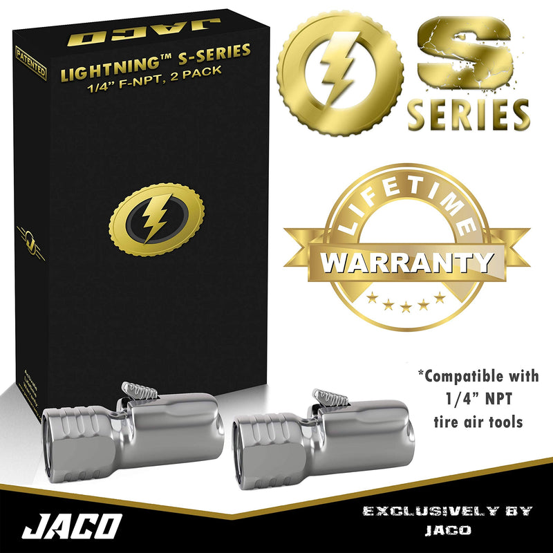 JACO Lightning S-Series Tire Air Chuck - 1/4" F-NPT (Open Flow) (2-Pack) 2-Pack Open Flow