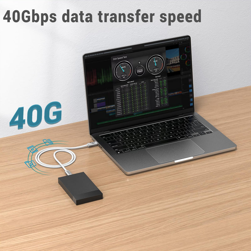 240W USB C Cable 6.6FT 2 Packs, USB4 Cable with 40Gbps High Speed Data Transfer, Single 8K/Dual 4k Display Compatible for Thunderbolt 4/3 Monitor/Hub/Docking Stations, iPhone 16/16 Pro 6ft, 6ft 240W / 40Gbps / 8k