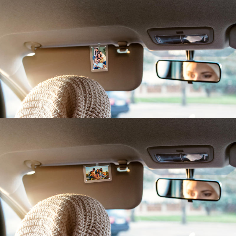 Car Sun Visor Photo Holder, Universal Magnetic Photo Clip, Decorate Your Car Visor Clip with Personality(Transparent, 2.4x3.5) Transparent