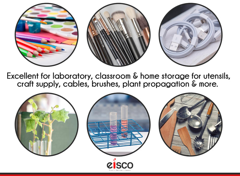 EISCO Blue Epoxy Coated Steel Wire Test Tube Rack, 24 Holes, Outer Diameter Permitted of Tubes 15-16mm or Less, 4 X 6 Format Pest Repeller v.475