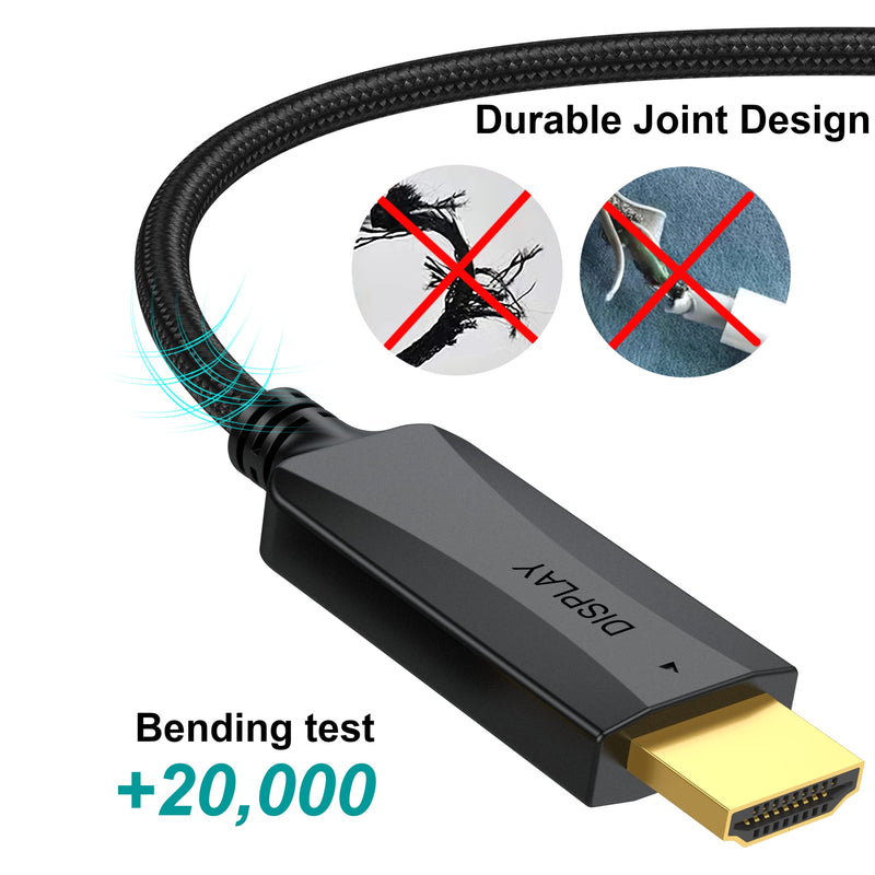 DisplayPort to HDMI Cable 10-Pack, 4K Display Port DP to HDMI Adapter 6FT Male to Male Cord UHD 4K, 2K,1080P, Gold-Plated Braided UHD Support Video and Audio for Dell, HP, NVIDIA,Samsung and More Black