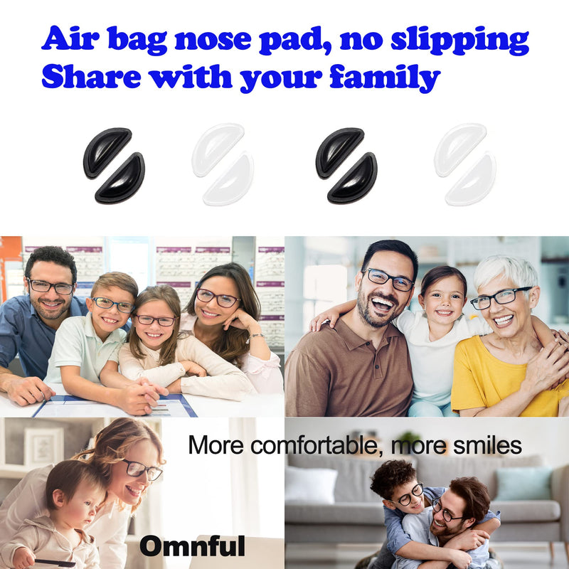 Eyeglass Nose Pads, 3.5mm Thickness Adhesive Anti Slip Glasses Nose Grips with Air Bag for Sunglasses Eyeglasses Reading Glasses (5 Pairs, Clear) 5 Pairs Clear