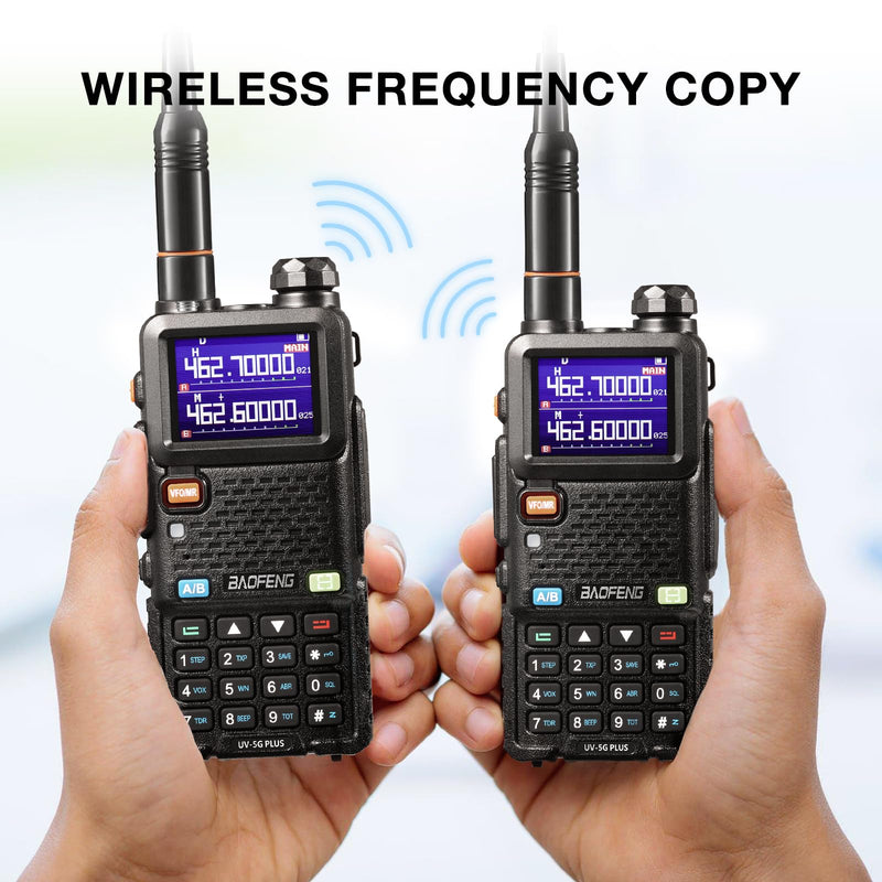 [Chirp Compatible] BAOFENG UV-5G Plus GMRS Handheld Radio, Long Rang Two Way Radio for Adult, 999 Channels, NOAA Receiver, with Two 2500mAh Batteries, 15.5" Antennas, Programming Cable, 1 Pack